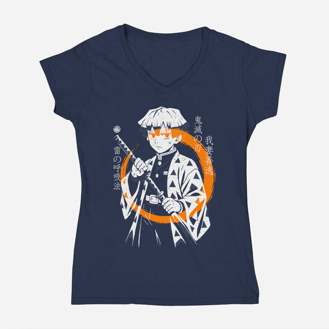Thunder Breath Ninja-Womens-V-Neck-Tee-Eoli Studio