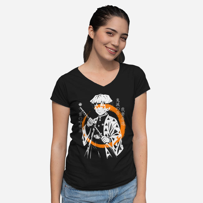 Thunder Breath Ninja-Womens-V-Neck-Tee-Eoli Studio