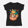 Neko Daruma Hug-Womens-V-Neck-Tee-Eoli Studio