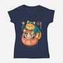 Neko Daruma Hug-Womens-V-Neck-Tee-Eoli Studio