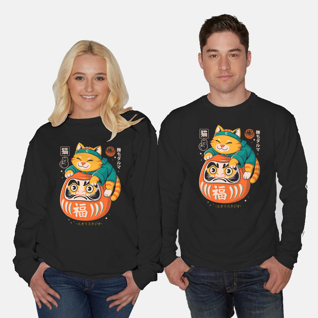 Neko Daruma Hug-Unisex-Crew Neck-Sweatshirt-Eoli Studio