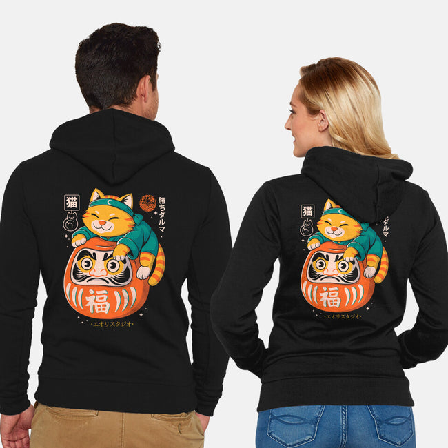 Neko Daruma Hug-Unisex-Zip-Up-Sweatshirt-Eoli Studio