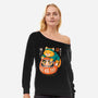 Neko Daruma Hug-Womens-Off Shoulder-Sweatshirt-Eoli Studio