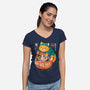Neko Daruma Hug-Womens-V-Neck-Tee-Eoli Studio