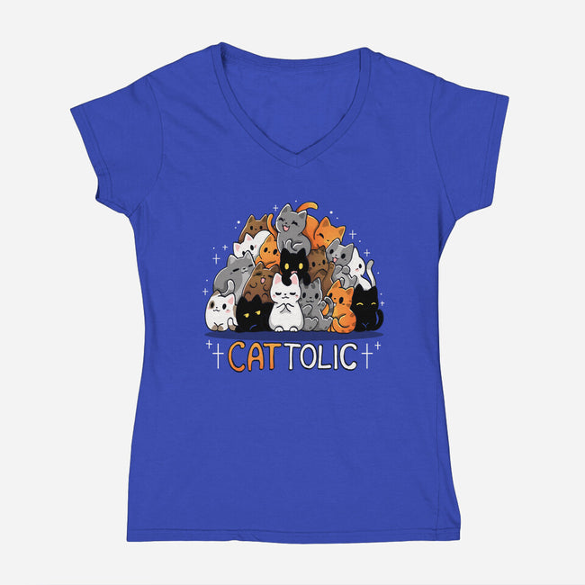 Cattolic-Womens-V-Neck-Tee-Vallina84