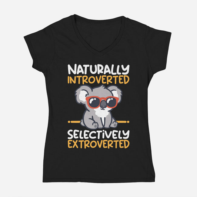 Koala Selectively Extroverted-Womens-V-Neck-Tee-NemiMakeit
