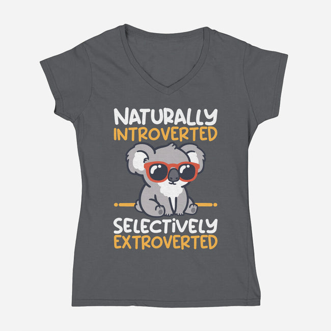 Koala Selectively Extroverted-Womens-V-Neck-Tee-NemiMakeit