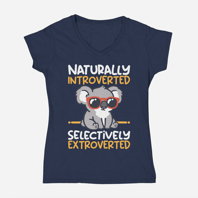 Koala Selectively Extroverted-Womens-V-Neck-Tee-NemiMakeit