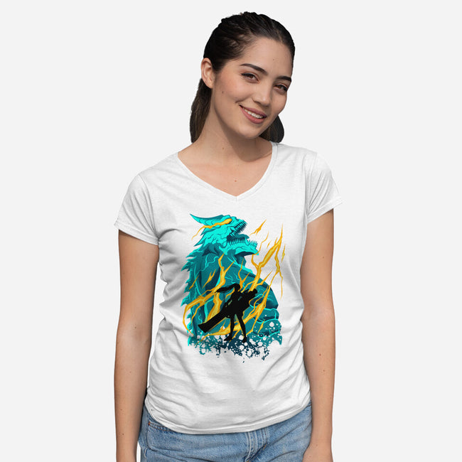 Monster Reborn-Womens-V-Neck-Tee-spoilerinc