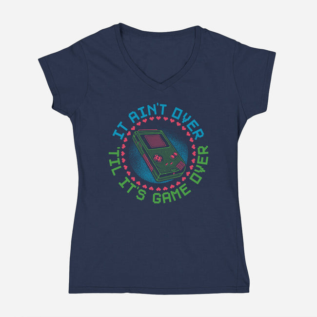 Never Game Over-Womens-V-Neck-Tee-glitchygorilla