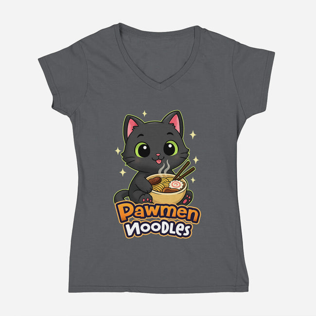 Pawmen Noodles-Womens-V-Neck-Tee-Lorets