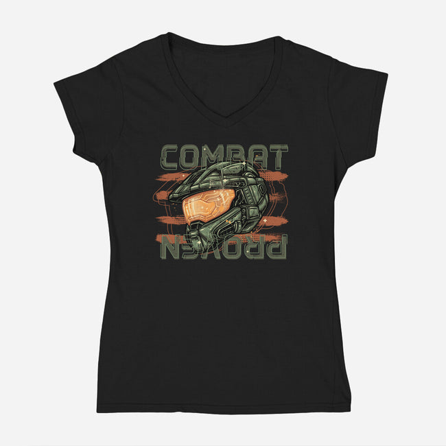 Combat Proven-Womens-V-Neck-Tee-glitchygorilla