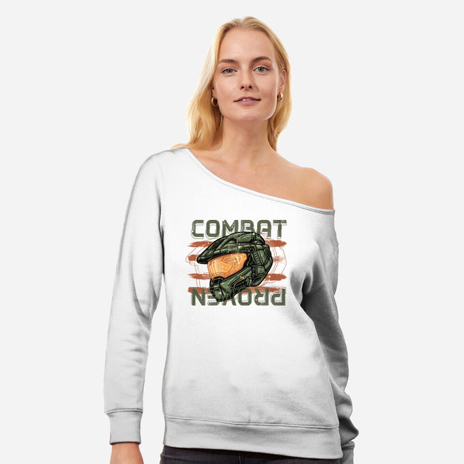 Combat Proven-Womens-Off Shoulder-Sweatshirt-glitchygorilla