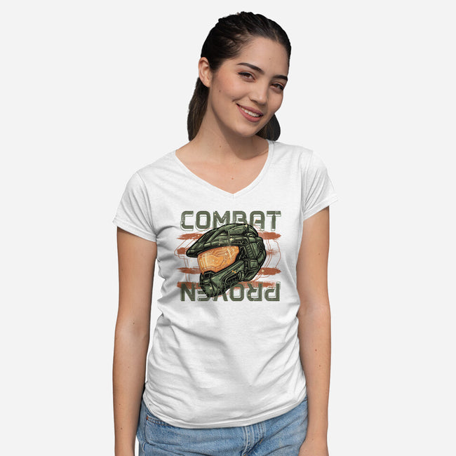 Combat Proven-Womens-V-Neck-Tee-glitchygorilla