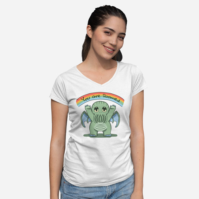 You Are Doomed-Womens-V-Neck-Tee-Loobs