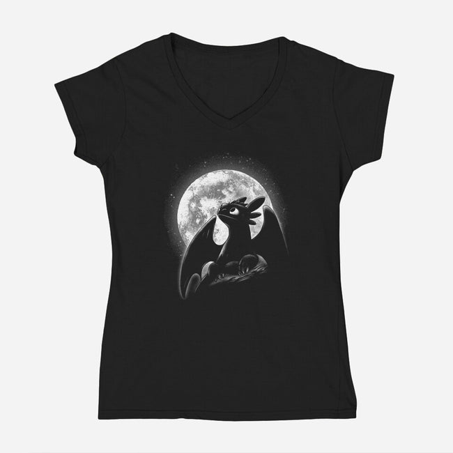 Moonlight Night Dragon-Womens-V-Neck-Tee-fanfreak1