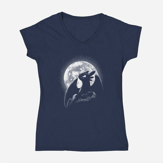 Moonlight Night Dragon-Womens-V-Neck-Tee-fanfreak1