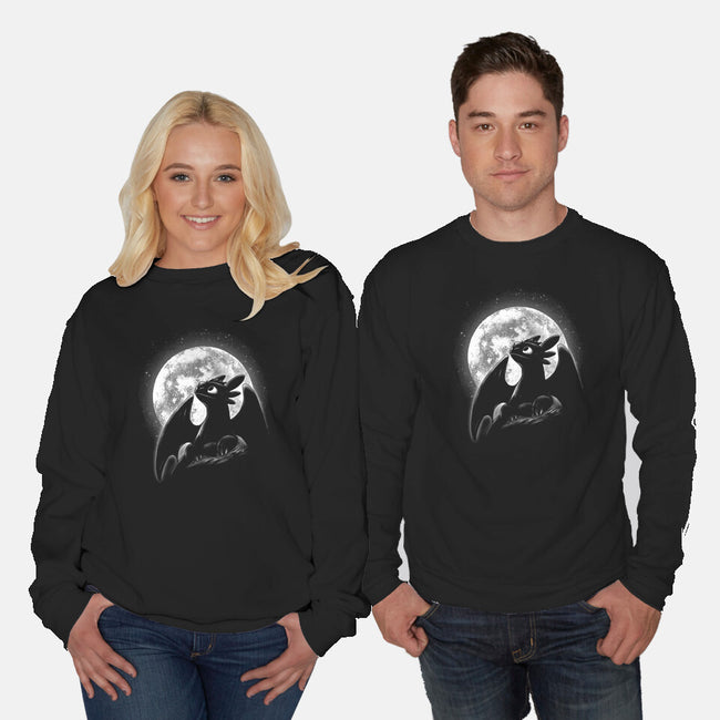 Moonlight Night Dragon-Unisex-Crew Neck-Sweatshirt-fanfreak1
