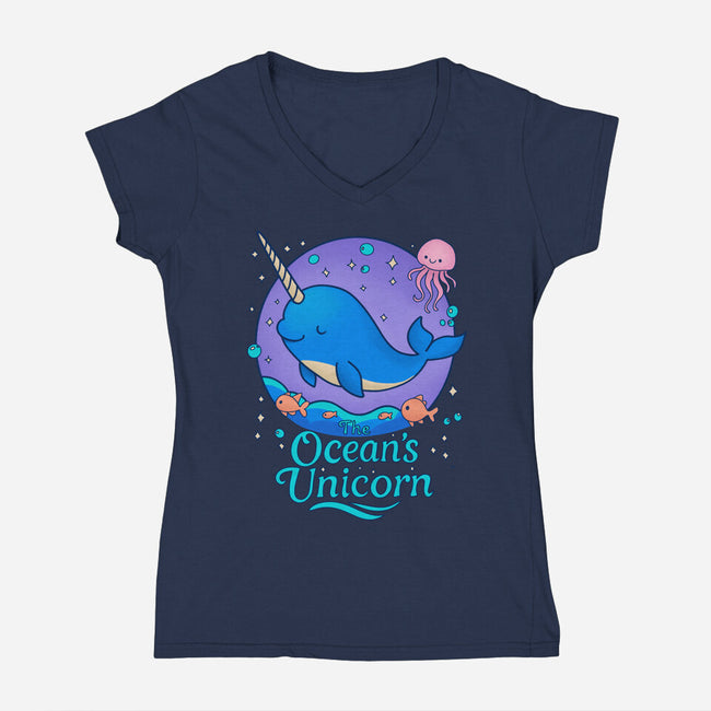 The Ocean's Unicorn-Womens-V-Neck-Tee-Loobs