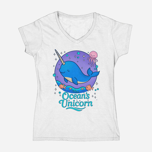 The Ocean's Unicorn-Womens-V-Neck-Tee-Loobs