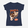 Moon Ice Cream-Womens-V-Neck-Tee-ellr
