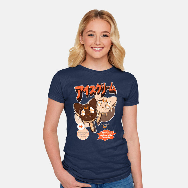 Moon Ice Cream-Womens-Fitted-Tee-ellr