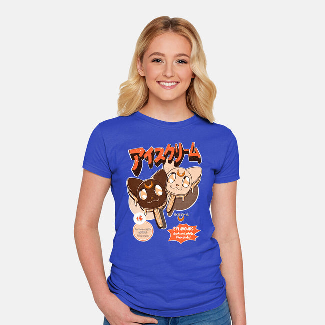 Moon Ice Cream-Womens-Fitted-Tee-ellr