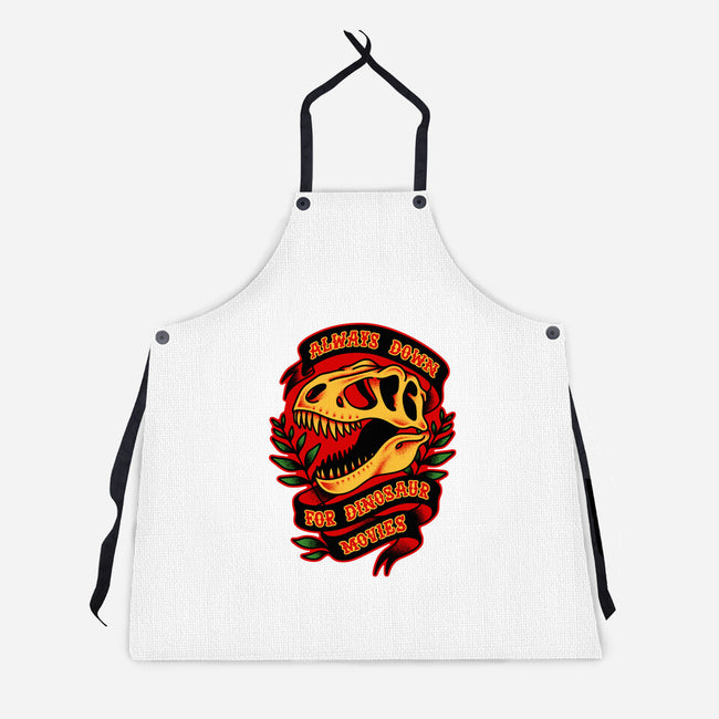Always Down For Dino Movies-Unisex-Kitchen-Apron-patrickgp