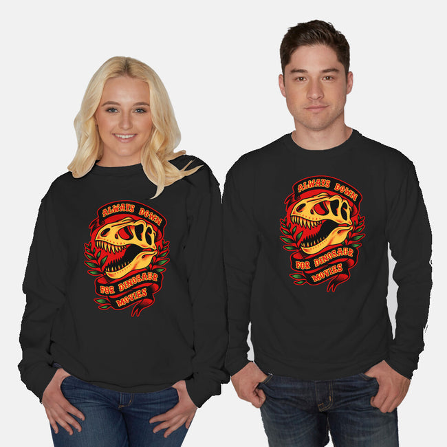 Always Down For Dino Movies-Unisex-Crew Neck-Sweatshirt-patrickgp