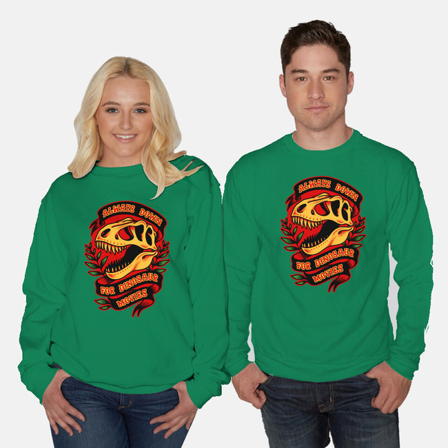 Always Down For Dino Movies-Unisex-Crew Neck-Sweatshirt-patrickgp