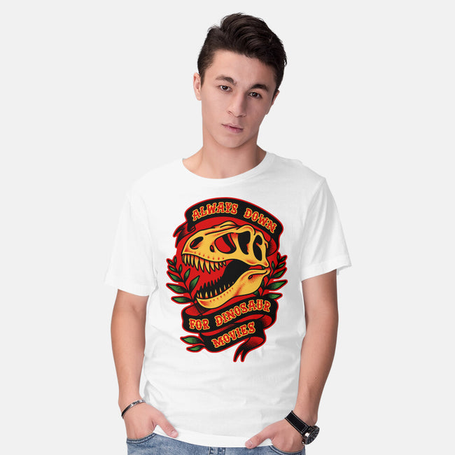Always Down For Dino Movies-Mens-Basic-Tee-patrickgp