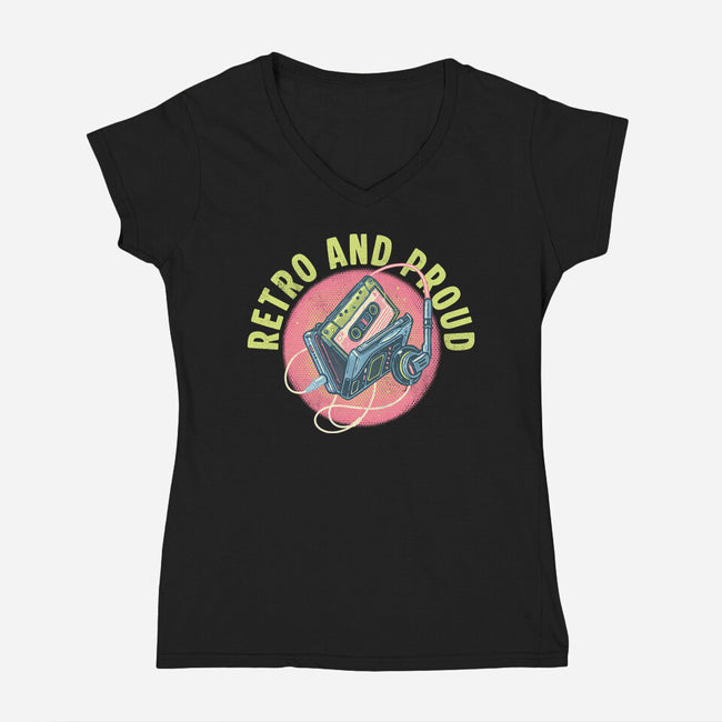Retro And Proud-Womens-V-Neck-Tee-glitchygorilla