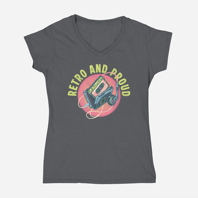 Retro And Proud-Womens-V-Neck-Tee-glitchygorilla