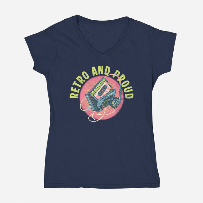 Retro And Proud-Womens-V-Neck-Tee-glitchygorilla