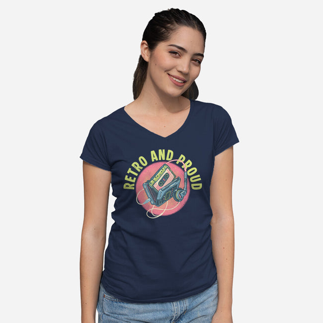 Retro And Proud-Womens-V-Neck-Tee-glitchygorilla