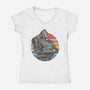 Retro Giant-Womens-V-Neck-Tee-glitchygorilla