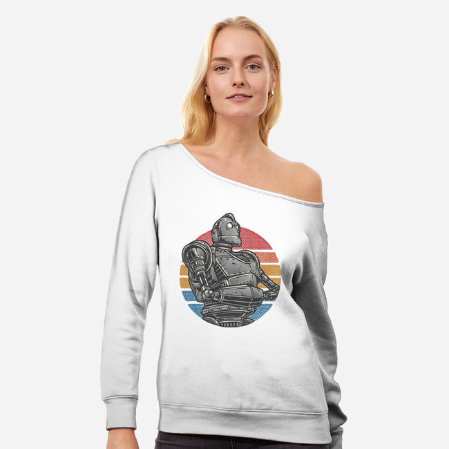Retro Giant-Womens-Off Shoulder-Sweatshirt-glitchygorilla