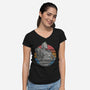Retro Giant-Womens-V-Neck-Tee-glitchygorilla
