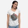 Retro Giant-Womens-V-Neck-Tee-glitchygorilla