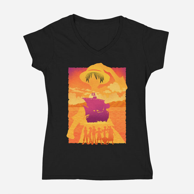 Legendary Pirate Crew-Womens-V-Neck-Tee-sachpica
