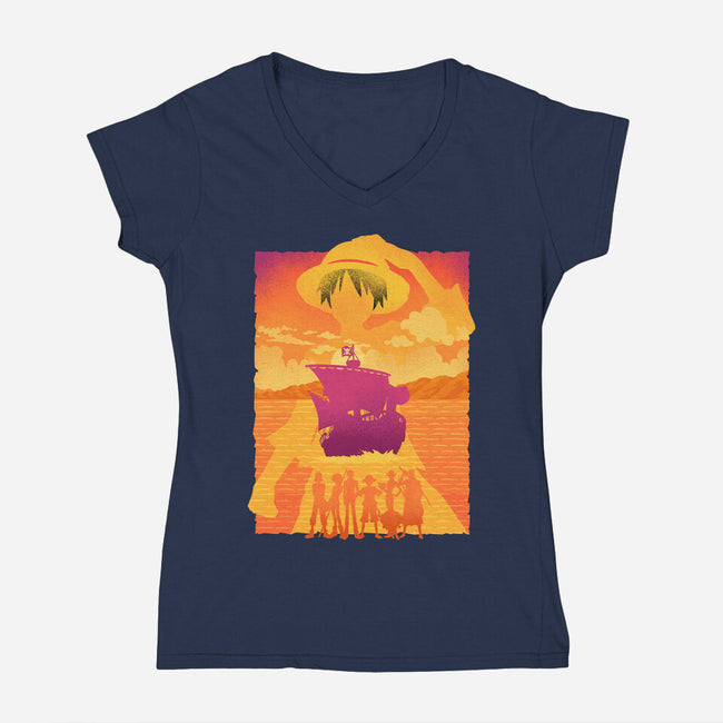 Legendary Pirate Crew-Womens-V-Neck-Tee-sachpica