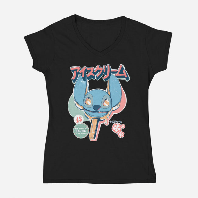 Hawaiian Ice Cream-Womens-V-Neck-Tee-ellr