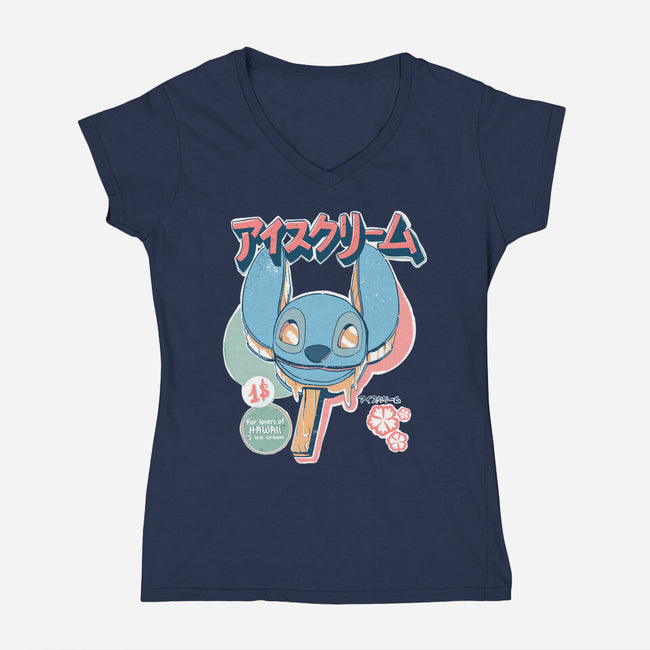 Hawaiian Ice Cream-Womens-V-Neck-Tee-ellr