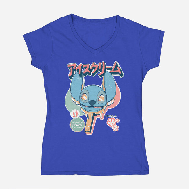 Hawaiian Ice Cream-Womens-V-Neck-Tee-ellr