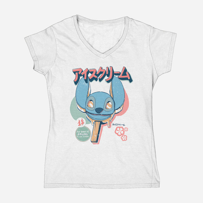 Hawaiian Ice Cream-Womens-V-Neck-Tee-ellr