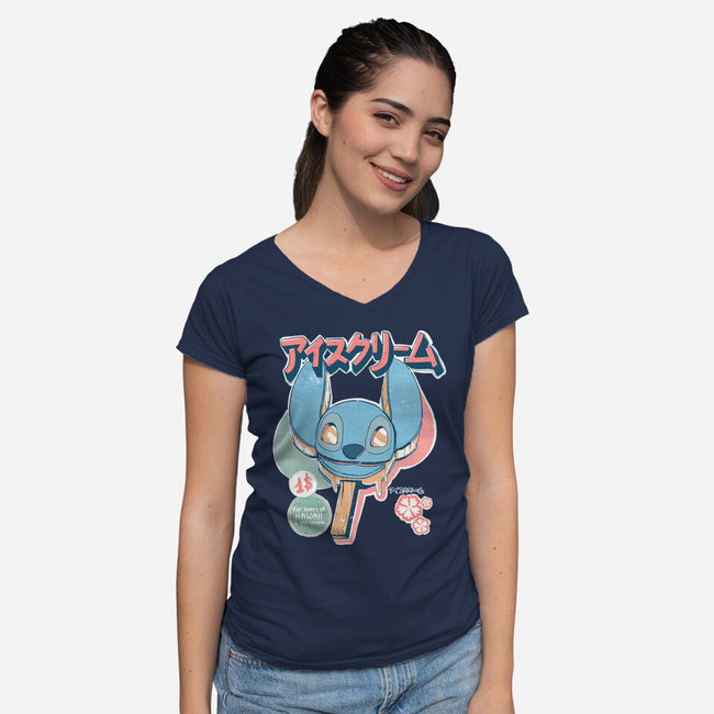 Hawaiian Ice Cream-Womens-V-Neck-Tee-ellr