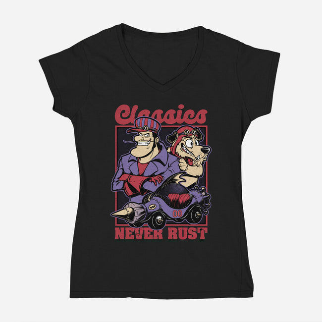 Racer Cartoon Villain-Womens-V-Neck-Tee-Studio Mootant