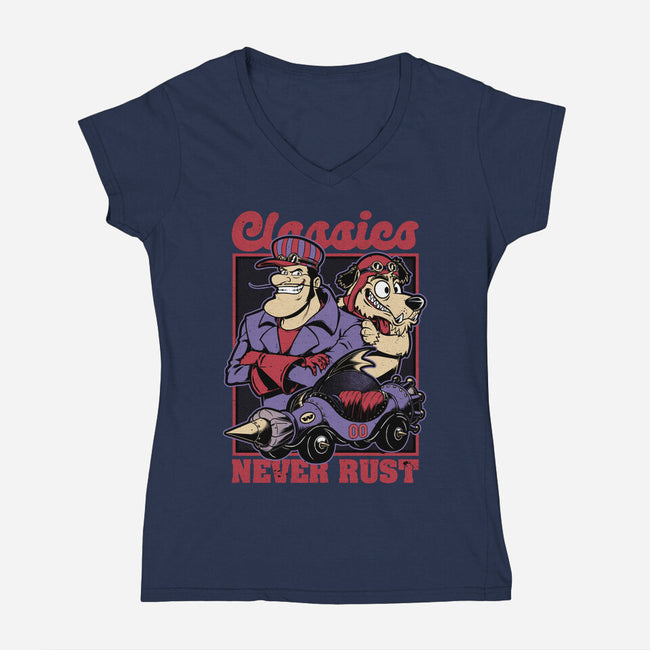 Racer Cartoon Villain-Womens-V-Neck-Tee-Studio Mootant