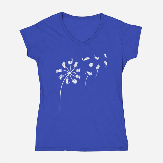 Cat Flower-Womens-V-Neck-Tee-erion_designs