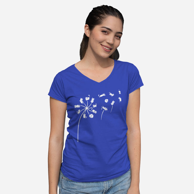 Cat Flower-Womens-V-Neck-Tee-erion_designs